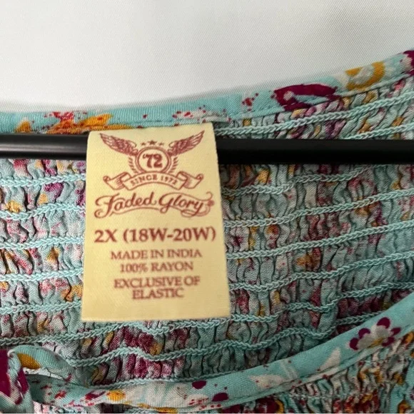 Faded Glory Blue Pleated Cap Sleeve Tunic - Picture 5 of 5